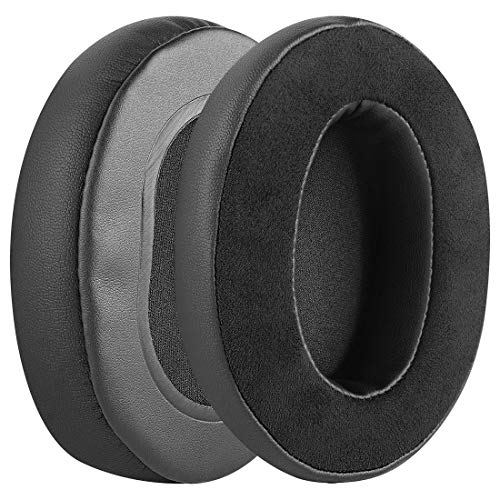 Geekria Comfort Hybrid Velour Replacement Ear Pads for Arctis, HyperX, Skullcandy, Sony, SteelSeries, Turtle Beach, and Other Large or Mid-Sized Over-Ear, Repair Parts (Black)