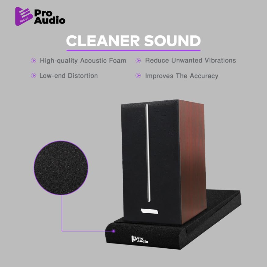 Focus Pro Audio Large Studio Monitor Isolation Pads for 8-Inch Speakers (Pair) - High-Density Acoustic Foam Panels for Sound Noise and Echo Reduction