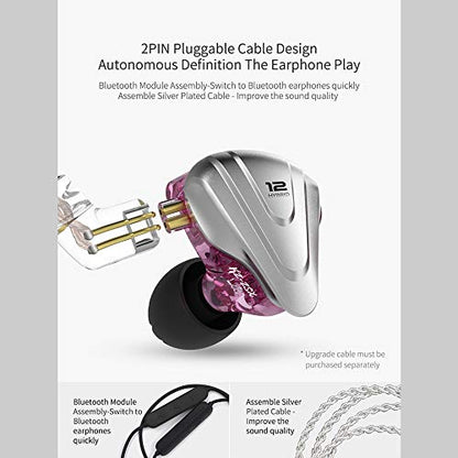 Linsoul KZ ZSX 5BA+1DD 6 Driver Hybrid in-Ear HiFi Earphones - color: Cyan, style: With Mic