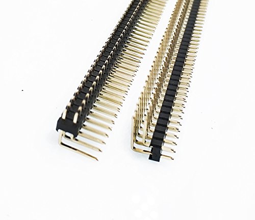 10pcs 2.54mm 0.1inch Male Pin Header 90D Right Angle 2X40P Through Hole Rohs 0.8U Gold-Plated Stackable Breakaway Electronic Male Header Connector (Double Row 2X40P 90D R2 Type)