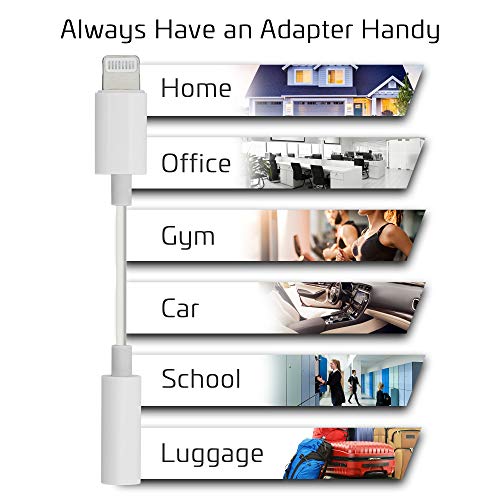 Headphone Adapter MFi Certified Lightning to 3.5 mm Audio Connector Compatible with iPhone 14 13 12 11 Pro XR XS Max X 8 7 (White)