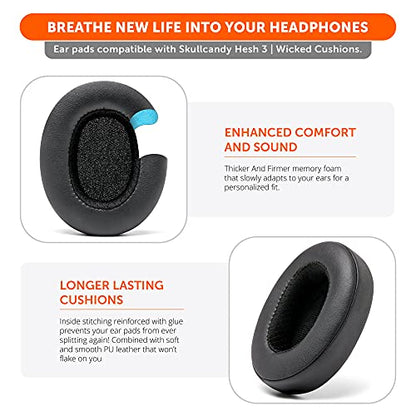 WC PadZ Crusher Evo - Earpads for Skullcandy Crusher Evo & Hesh ANC | Made by Wicked Cushions | Also fits Crusher Wireless & More, Enhanced Comfort & Sound Isolation | Black - color: Black