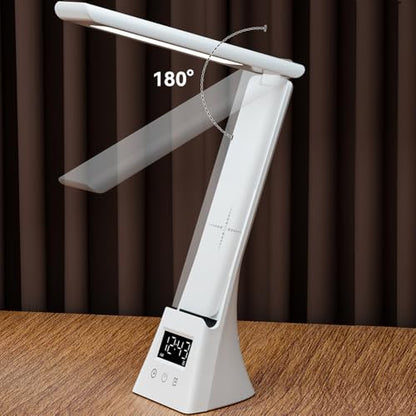 IHAO 3in1 Foldable Eye-Care Desk Lamp with 15W Wireless Charger & Digital Clock Touch Control, 3 Color Temperatures, Alarm, 180° Foldable, Phone Stand, Modern LED Table Lamp TYV-2088 Black - color: Table Lamp TYV-2088 Black