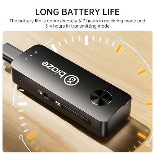 Bluetooth 5.3 Transmitter and Receiver, Plug and Play 3.5mm Audio Adapter, Wireless Car Aux & Headphone Adapter for Phone, Switch, TV, PC