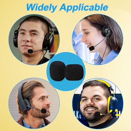 Headset Microphone Windscreen Foam Covers for Gaming Office, 10 Pack | Replacement Soft Mic Cover for Turtle Beach Recon 50, Razer BlackShark V2 X, BlueParrott B450-XT Headphone with Gooseneck Mic