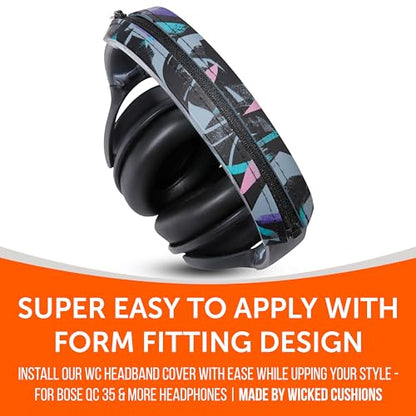 WC BandZ QC35 - Silicone Headband Cover for Bose QuietComfort 35, 35ii & 45 | Made by Wicked Cushions | Also fits QC 2023 & More, Enhanced Style & Sweat Protection | 90's Black - color: 90's Black