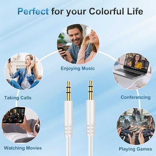 Beats Headphone Replacement Audio Cable Cord Aux 3.5mm to 3.5mm Wire-No Mic - color: White
