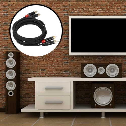 MECCANIXITY 2RCA Male to 2RCA Male Audio Stereo Cable, 6.6 ft RCA Subwoofer Cable with Gold Plated Plugs for Home Theater, HDTV, Amplifiers, Speakers, Black Cable Black Shell - color: Black/Black, size: 6.6 ft