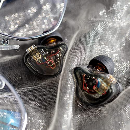 CCZ Yinyoo 멜로디 인이어 이어폰, 마이크 이어 모니터가 없는 헤드폰 유선 이어버드, IEM HiFi 베이스, 1DD 1BA, 이어 핀, 음악가, 가수, 스테이지용 4N OFC 케이블 (마이크 없음, 투명 블랙) - color: 투명., size: 마이크 없음, style: 마이크 없음