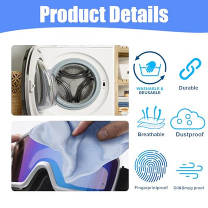 Microfiber Drawstring Bags, Multi-Size Soft Protective Pouches for Shoes, Ski Goggles, Sunglasses, Handbags & Camera Lenses - color: Light Blue