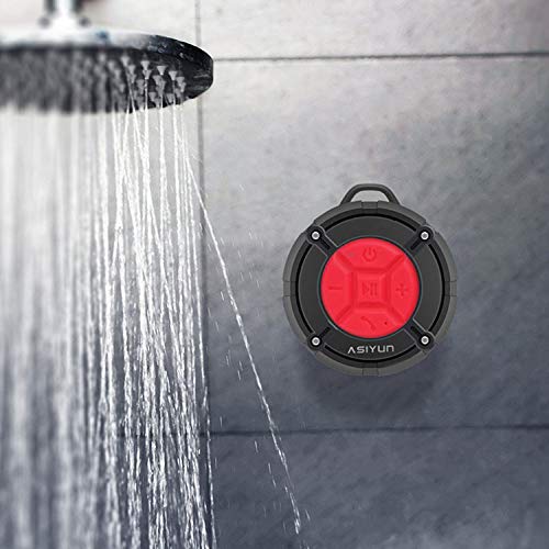 Shower Speaker, IPX7 Waterproof Bluetooth Speaker with HD Bass, Suction Cup & Durable Hook, Built-in Mic for Hands-Free Calls, Pool, Beach, Outdoor(Red) - color: Red