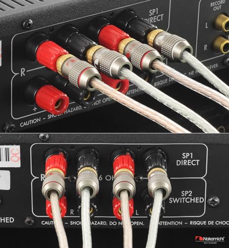 Nakamichi FanLock Excel Series 24k Gold Plated Banana Plugs, 10-18 AWG | Gauge Size 4mm for Speakers Amplifier Hi-Fi Stereo Radio AV Receiver Audio Wire Cable Quick Connector, 24 Pcs (12-Pairs) - size: 24 Pcs (12-Pairs)