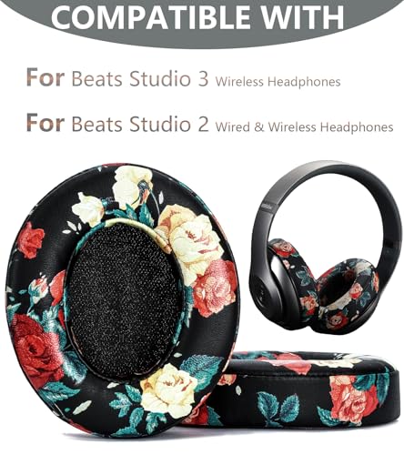 Replacement Ear Pads Compatible with Beats Studio 3 Wireless Black Flower - color: Black Flower