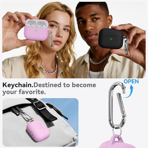Ljusmicker for AirPods Pro 3 Case 2025 with Cleaner Kit,Light Lilac | Soft Silicone Protective Cover for Apple AirPod Pro 3rd Generation Case with Keychain for Women Men,Shockproof - color: B2-Light Lilac