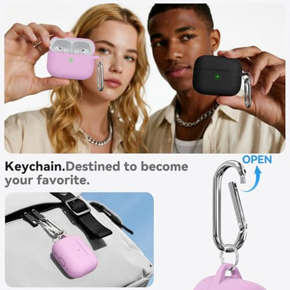 Ljusmicker for AirPods Pro 3 Case 2025 with Cleaner Kit,Light Lilac | Soft Silicone Protective Cover for Apple AirPod Pro 3rd Generation Case with Keychain for Women Men,Shockproof - color: B2-Light Lilac