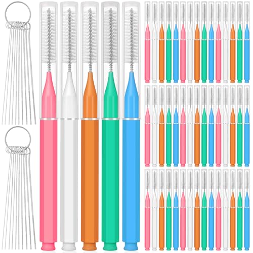 MAPVOLUT 70-in-1 Shower Head Cleaner Kit - 50 Micro Brushes + 20 Steel Picks for Clogged Nozzles, Stanley Cups, 3D Printers, Faucets -Each Tools Storage Case, Tiny Hole Unclogging Tool - color: Pink+white+orange+green+blue