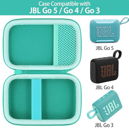for JBL Go 5/4/3 Ultra Portable Speaker Hard Travel Case, Mint Green | Protective Storage Bag with Mesh Pocket & Hand Strap, Shockproof EVA Carrying Box, Soft Lining - color: Mint Green Case