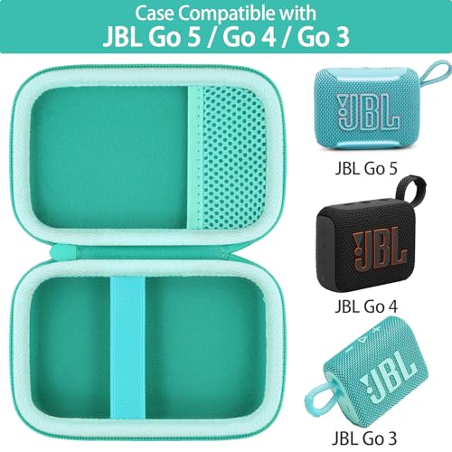 for JBL Go 5/4/3 Ultra Portable Speaker Hard Travel Case, Mint Green | Protective Storage Bag with Mesh Pocket & Hand Strap, Shockproof EVA Carrying Box, Soft Lining - color: Mint Green Case