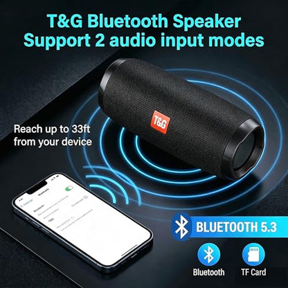 T&G TG Portable Bluetooth Speaker, IPX4 Waterproof Wireless Speaker,Black - color: Black