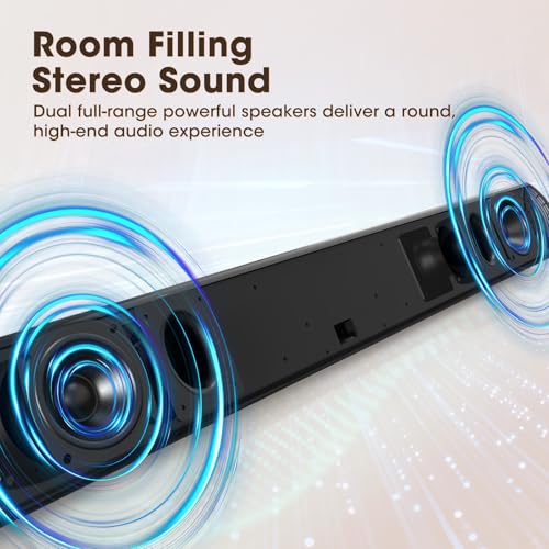 BESTISAN Soundbar, TV Sound Bar with Wired HDMI and Wireless Bluetooth 5.0 Home Theater System (28 Inch, Enhanced Bass Technology, 3-Inch Drivers, Bass Adjustable, Wall Mountable, DSP) - color: 28 inch black