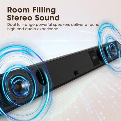 BESTISAN Soundbar, TV Sound Bar with Wired HDMI and Wireless Bluetooth 5.0 Home Theater System (28 Inch, Enhanced Bass Technology, 3-Inch Drivers, Bass Adjustable, Wall Mountable, DSP) - color: 28 inch black