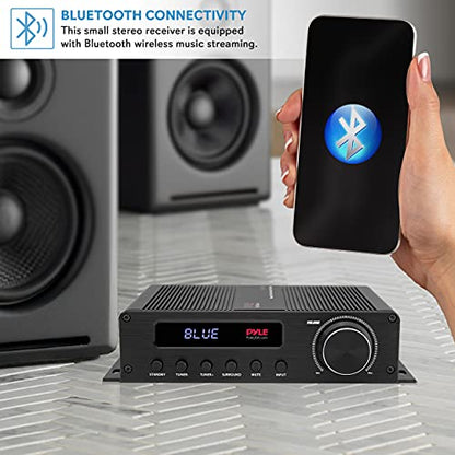Pyle Wireless Bluetooth Home Audio Amplifier - 100W 5 Channel Home Theater Power Stereo Receiver, Surround Sound w/ HDMI, AUX, FM Antenna, Subwoofer Speaker Input, 12V Adapter, Black - PFA540BT