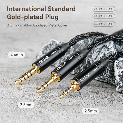keephifi 6ft 4.4mm Replacement Audio Cable for Beats - KBEAR Male to Male Braided 4N OFC Stereo Jack Cable, Aux Cord for Solo2 Solo3/Sony WH 1000xm5 WH-1000XM5/Car Home Stereo/Tablet/Speaker - size: 2m, style: 4.4 to 3.5