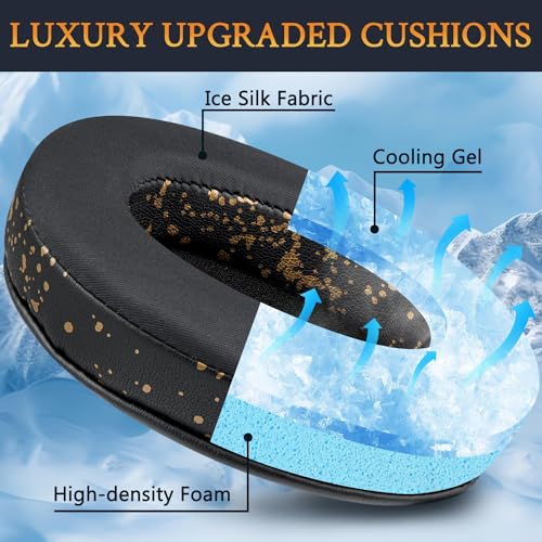 SOULWIT Earpads for ATH M50X/M40X, HyperX Cloud 2/3/Alpha, MDR-7506, Arctis 7/9/5/Nova 7/Pro Wired, G Pro X, Sennheiser HD280, Razer Kaira/Barracuda/Kraken Series, Turtle Beach Stealth,Cooling Gel-B G - color: Black Gold