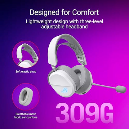 ASUS ROG Pelta Wireless Gaming Headset with Detachable Mic - White - color: WHITE