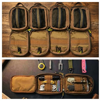 Roaring Fire Smolder Tactical EDC Organizer Pouch,Waxed Canvas Tool Bag | MOLLE Utility Pouch，With Brass YKK Zippers & Hook and Loop Patch Panel for EDC Carry, Range, Camping, Hiking & Travel