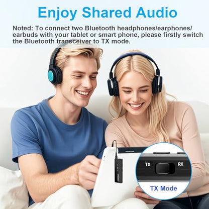 Bluetooth 5.4 Transmitter Receiver, Airplane Bluetooth Audio Adapter | Wireless Audio Transmitter for Headphones Travel Flight TV Car Gym Home Stereo, Can Pair 2 Wireless Headphones Simultaneously - color: Glossy Black