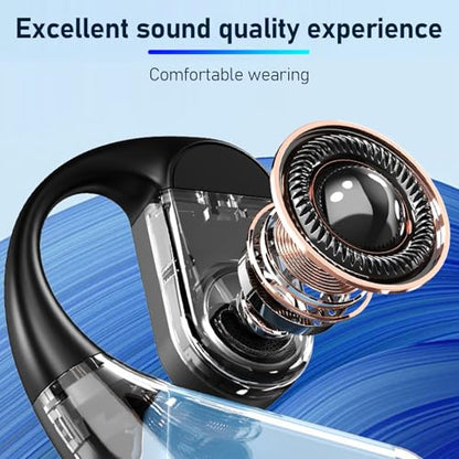 AMONIDA Bluetooth Headset, Single Ear Headset with Earhook Design, Noise Canceling Wireless Handsfree Earpiece for Trucker Driver Business (Black) - color: Black