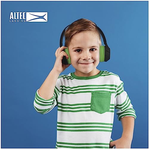 Altec Lansing Kid Safe Noise Cancelling Wireless Headphones 15H Battery, 85dB Volume Limit, Foldable Design Powerful Sound, Active Noise Cancellation Perfect for Kids Ages 7+ (Blackout Green) - color: Blackout Funky Green