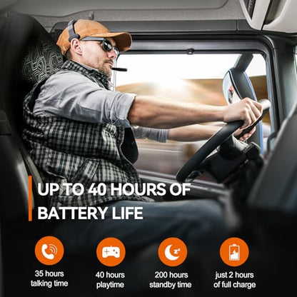 TECKNET Bluetooth Trucker Wireless Headset, Noise Cancelling Mic for Work | Single & Dual Ear, 50Hrs Battery, 3 EQ Music Modes, Clear Mic Wireless Headset for PC, Truck Drivers, Office & Call Center - size: OS-Dual Ear