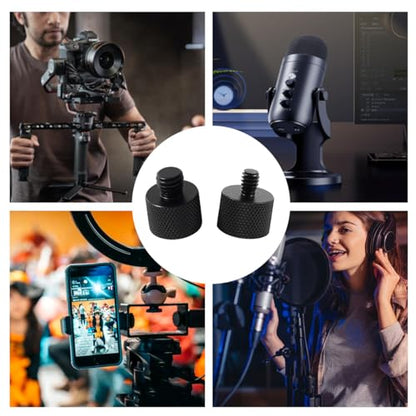 Threaded Tripod Screw Adapter Double Head Stud Standard Mounting Thread Converter 1/4" Male to 3/8" Female Adapter Set for Camera Cage Mount Light Stand Monopod Shoulder Rig Tripod,Camera Monitor