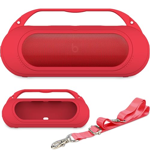 Silicone Cover Case Compatible with Beats Pill 2024 Bluetooth Speaker | Accessories for Beats Pill Speaker Protective Case with Handle, Shockproof and Anti-Scratch Cover (Red) - color: Red