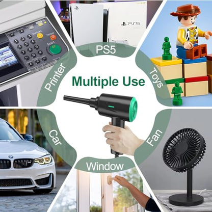 Air Duster - Electric Air Blower - 5.74oz High Power Cleaning for Computer - PC - 2 Gear Compressed Air - color: Green