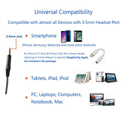 MAIRDI Cell Phone Headset with Microphone Noise Canceling, PC Laptop Headset 3.5mm Jack for Office Work, Phone Headset for iPhone Computer Samsung Androids Tablets Skype Teams Video Conference - style: Duo 612D