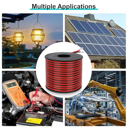 18 Gauge 2 Conductor PVC Tinned Copper Electrical Wires, 32.8FT/10M Red and Black Double Parallel Wire,0.82mm²，for DIY Projects, Home Electrical, Power Wiring,Car Speaker Wires, LED Wires. - style: 18AWG-32.8FT/10M