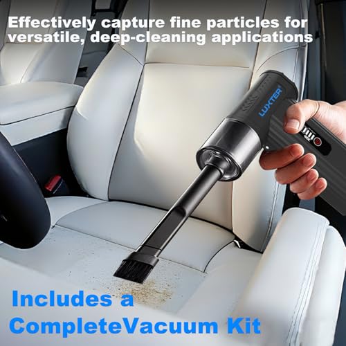 LUXTER Compressed Air Duster & Vacuum 2-in-1, 130000RPM Electric Air Duster Rechargeable, 3-Speed Settings Computer Duster with a Vacuum Accessory Kit for PC, Keyboard, Car Detailing, Outdoor