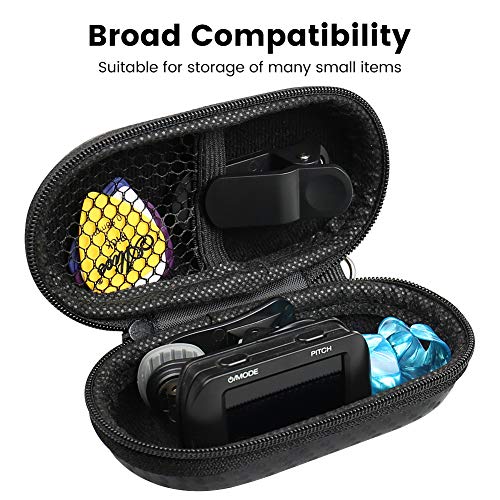 Earbud Case, RISETECH Earphone Carrying Case Holder EVA Headphone Storage Bag Small Zipper Pouch Compatible for EarPods, AirPods, Beats Flex, Urbeats3, Bose Wireless Earbuds -with Carabiner - color: Carbon black