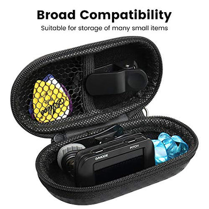 Earbud Case, RISETECH Earphone Carrying Case Holder EVA Headphone Storage Bag Small Zipper Pouch Compatible for EarPods, AirPods, Beats Flex, Urbeats3, Bose Wireless Earbuds -with Carabiner - color: Carbon black