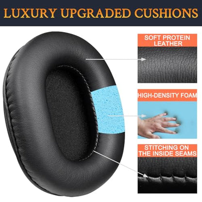 SOULWIT Earpads for ATH M50X Headphones - Black | for Audio Technica M50X/M40X/M30X/M20X/MSR7/SX1 Monitor Headphones - color: Black