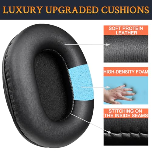 SOULWIT Earpads Replacement for Turtle Beach Recon 100/200/200 Gen2/Spark Gaming Headphones, Ear Pads Cushions with Softer Protein Leather, High-Density Foam - Recon 200 PL Black