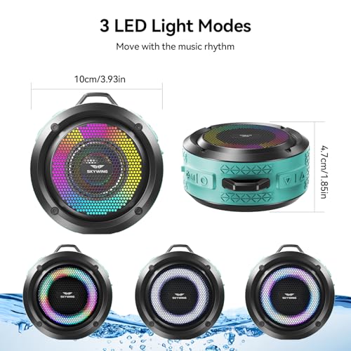 Shower Speaker, Certified IPX7 Waterproof,Portable Bluetooth Speaker with Suction Cup,Hook,Light, Stocking Stuffers, Premium Mini Outdoor Wireless Speaker, Ideal Gift for Christmas (Blue) - color: Blue