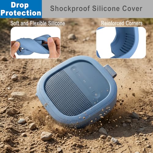 1 Pack Silicone Case for Bose SoundLink Micro 2nd Gen Speaker, Shockproof Protective Skin Cover Sleeve Soft Silicone Cover (Case Only) (Blue) - color: Blue