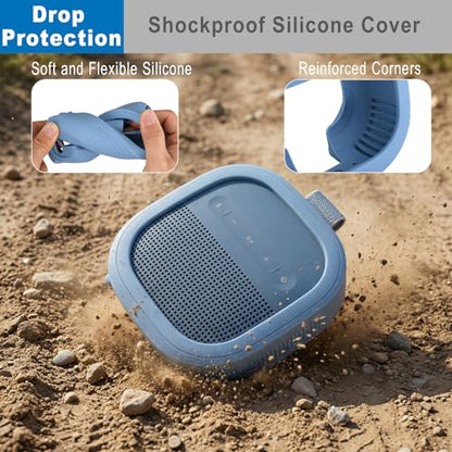 1 Pack Silicone Case for Bose SoundLink Micro 2nd Gen Speaker, Shockproof Protective Skin Cover Sleeve Soft Silicone Cover (Case Only) (Blue) - color: Blue