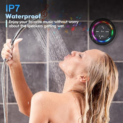 Bluetooth Shower Speaker, Portable LED Wireless Speaker Gift for Men Teens