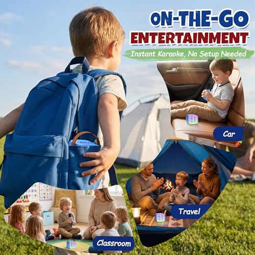 YLL Mini Karaoke Machine for Kids Adults, Portable Bluetooth Speaker with 2 Wireless Microphones, Birthday Gifts Toys for Girls Boys Ages 3, 4, 5, 6, 7, 8, 9,10,11,12+ Years Old Toddler (Royal-Blue) - color: Royal-Blue