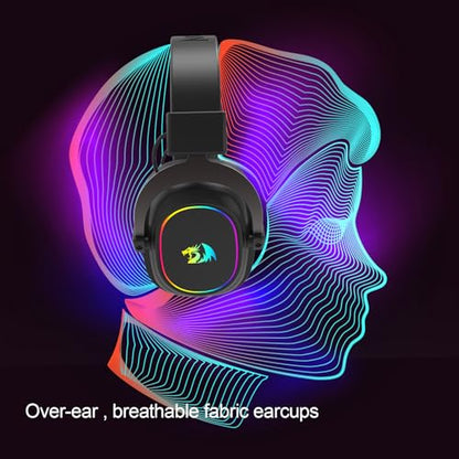 Redragon H510 AK RGB Wired Gaming Headset - 7.1 Surround Sound - 53MM Audio Drivers in Memory Foam Ear Pads w/Replaceable Shell- Multi Platforms Headphone - USB Powered for PC/PS4/NS | 53mm Drivers, Memory Foam Ear Pads w/ Replaceable Shell, Multi-Platfor